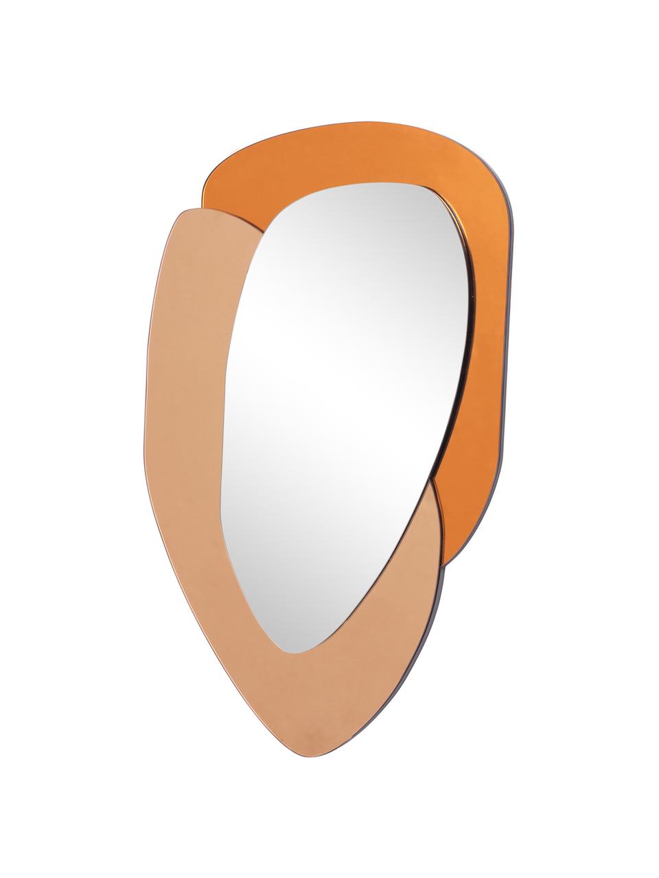 Nástěnné zrcadlo s rámem z barevného skla Layer, Oranžová, karamelově hnědá, zrcadlo
