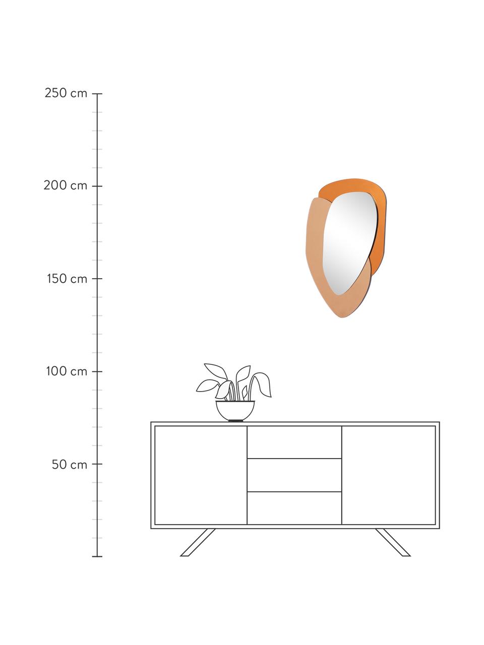 Wandspiegel Layer mit Rahmen aus farbigem Glas, Spiegelglas, Orange, Karamellbraun, Spiegelglas, 48 x 76 cm