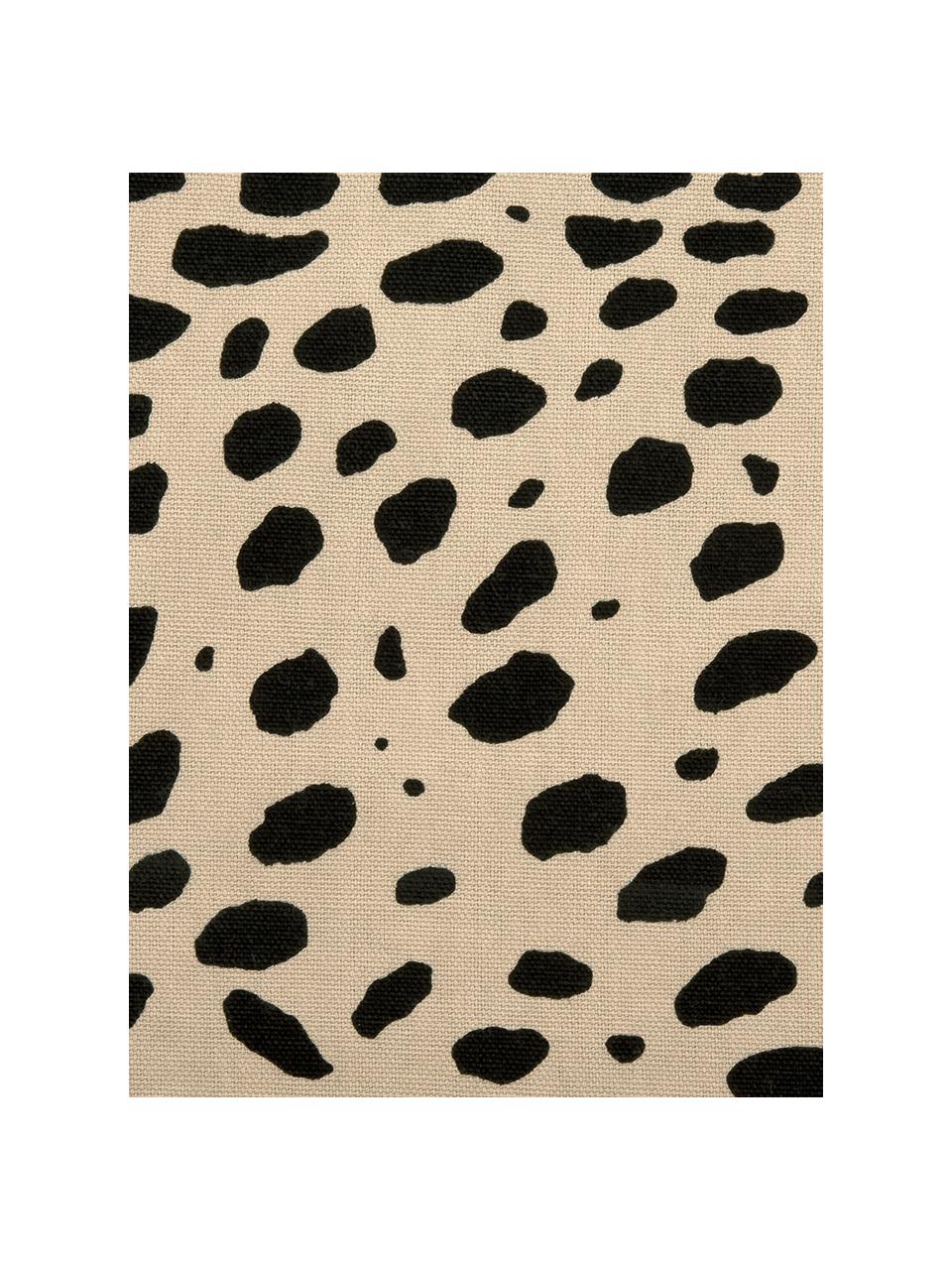 Cojín rulo Leopard, con relleno, Algodón, Rulo: beige, negro Ribete: negro, Ø 18 x L 50 cm