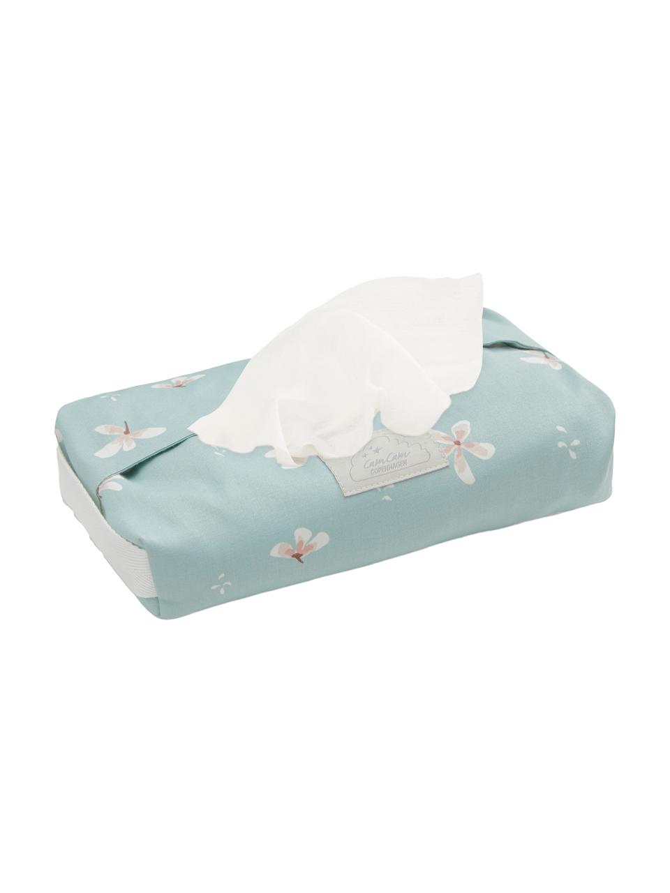 Housse pour lingettes humides coton bio Wildflower, Bleu ciel, couleur crème, rose