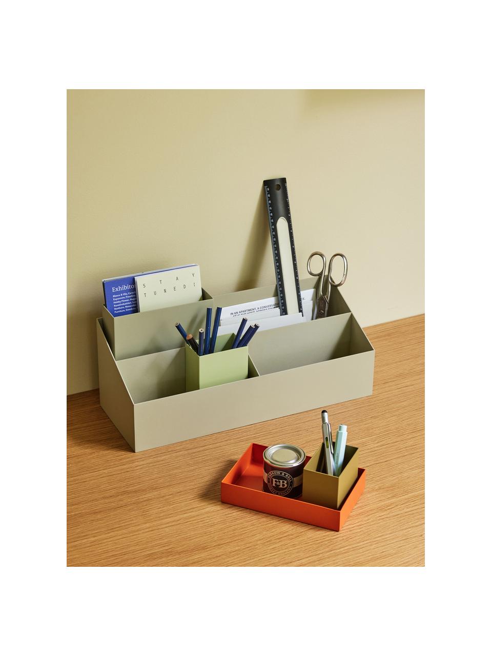 Organizer da scrivania in metallo Pod, Acciaio rivestito, Beige chiaro, Larg. 40 x Prof. 15 cm