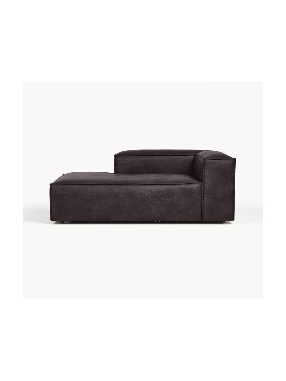Ottomane-Eckmodul Lennon aus recyceltem Leder, Bezug: Recyceltes Leder (70 % Le, Gestell: Massives Holz, Sperrholz, Füße: Kunststoff, Leder Taupe, B 119 x T 180 cm, Eckteil links