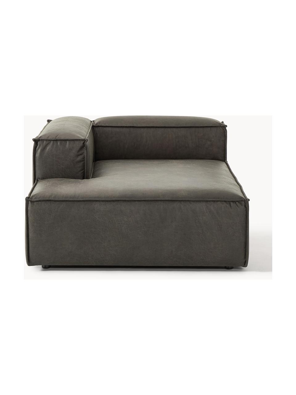 Chaise longue hoekmodule Lennon van gerecycled leer, Bekleding: gerecycled leer (70% leer, Frame: massief hout, multiplex, Poten: kunststof Dit product is , Leer taupe, B 119 x D 180 cm, hoekdeel rechts