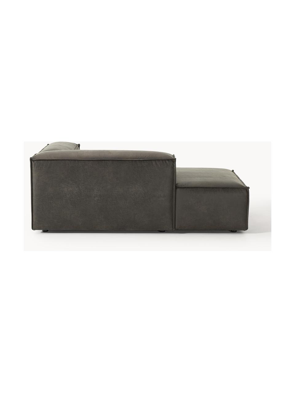 Diván sofá de cuero reciclado Lennon, Tapizado: cuero reciclado (70% cuer, Estructura: madera maciza, madera con, Patas: plástico Este producto es, Cuero gris pardo, An 119 x F 180 cm, chaise longue izquierda