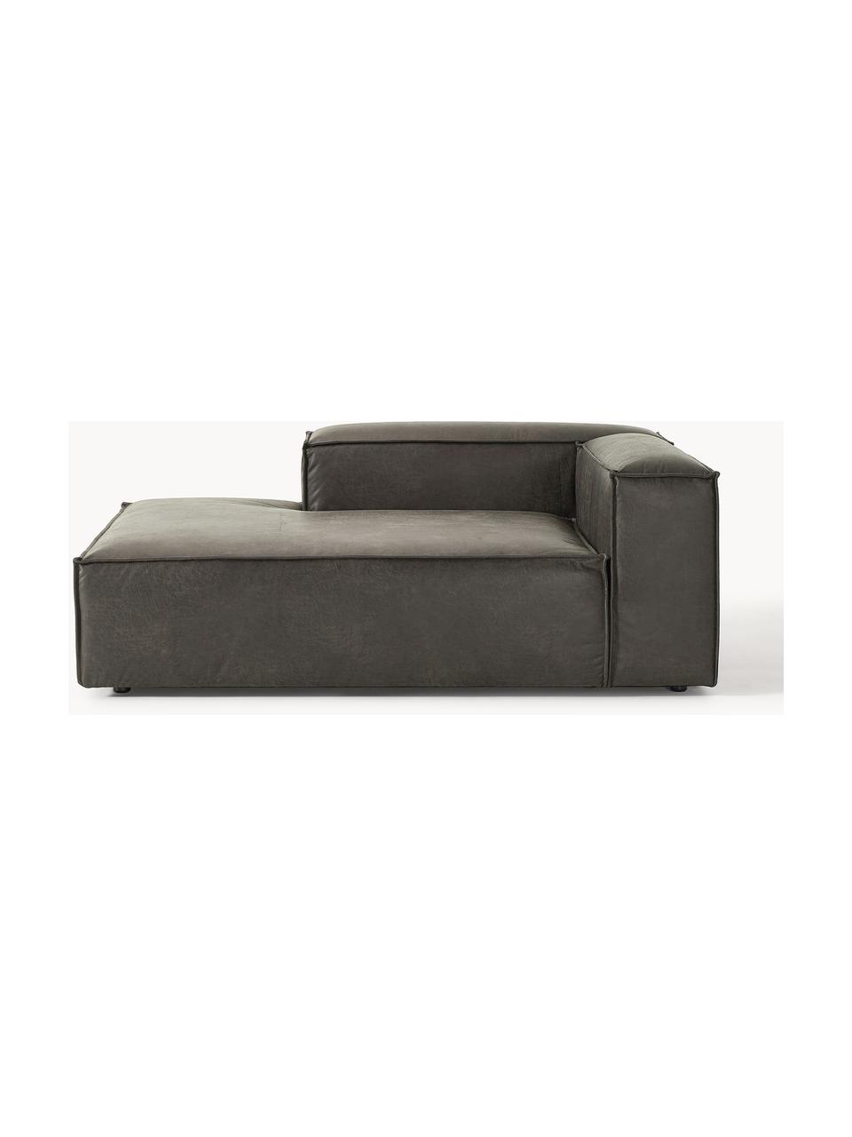 Chaise longue hoekmodule Lennon van gerecycled leer, Bekleding: gerecycled leer (70% leer, Frame: massief hout, multiplex, Poten: kunststof Dit product is , Leer taupe, B 119 x D 180 cm, hoekdeel rechts