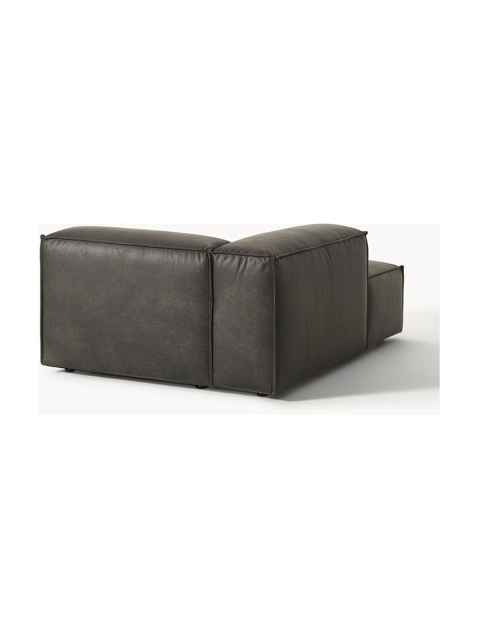 Diván sofá de cuero reciclado Lennon, Tapizado: cuero reciclado (70% cuer, Estructura: madera maciza, madera con, Patas: plástico Este producto es, Cuero gris pardo, An 119 x F 180 cm, chaise longue izquierda