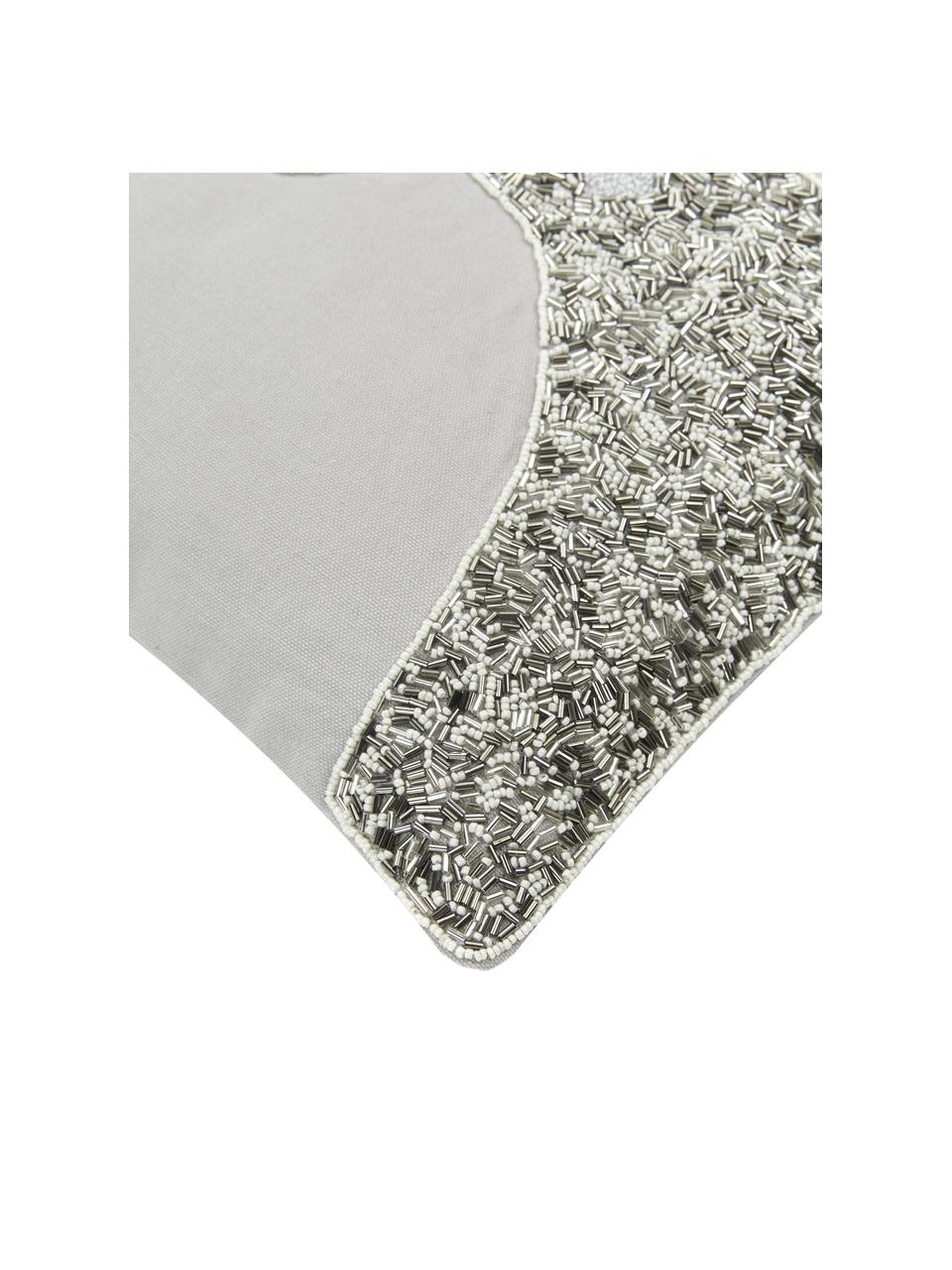 Geborduurde kussenhoes Deer in grijs, 100% katoen, Grijs, B 45 x L 45 cm