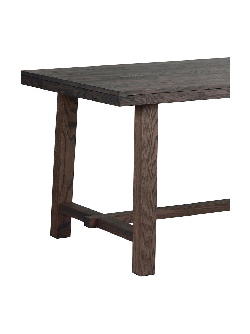 Stół do jadalni z blatem z litego drewna  Brooklyn, Lite drewno dębowe, bejcowane i lakierowane, Drewno dębowe, lakierowane na czarno, S 220 x G 95 cm