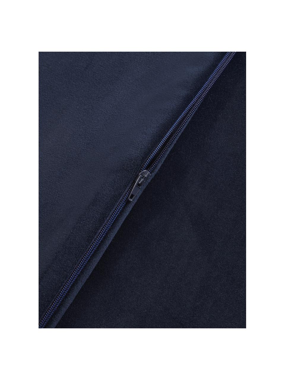 Federa arredo in velluto Rush 2 pz, 100% poliestere (riciclato), Blu scuro, Larg. 45 x Lung. 45 cm