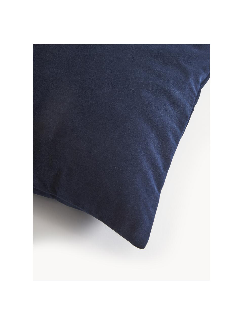 Sametové povlaky na polštáře Rush, 2 ks, 100 % polyester (recyklovaný), Tmavě modrá, Š 45 cm, D 45 cm