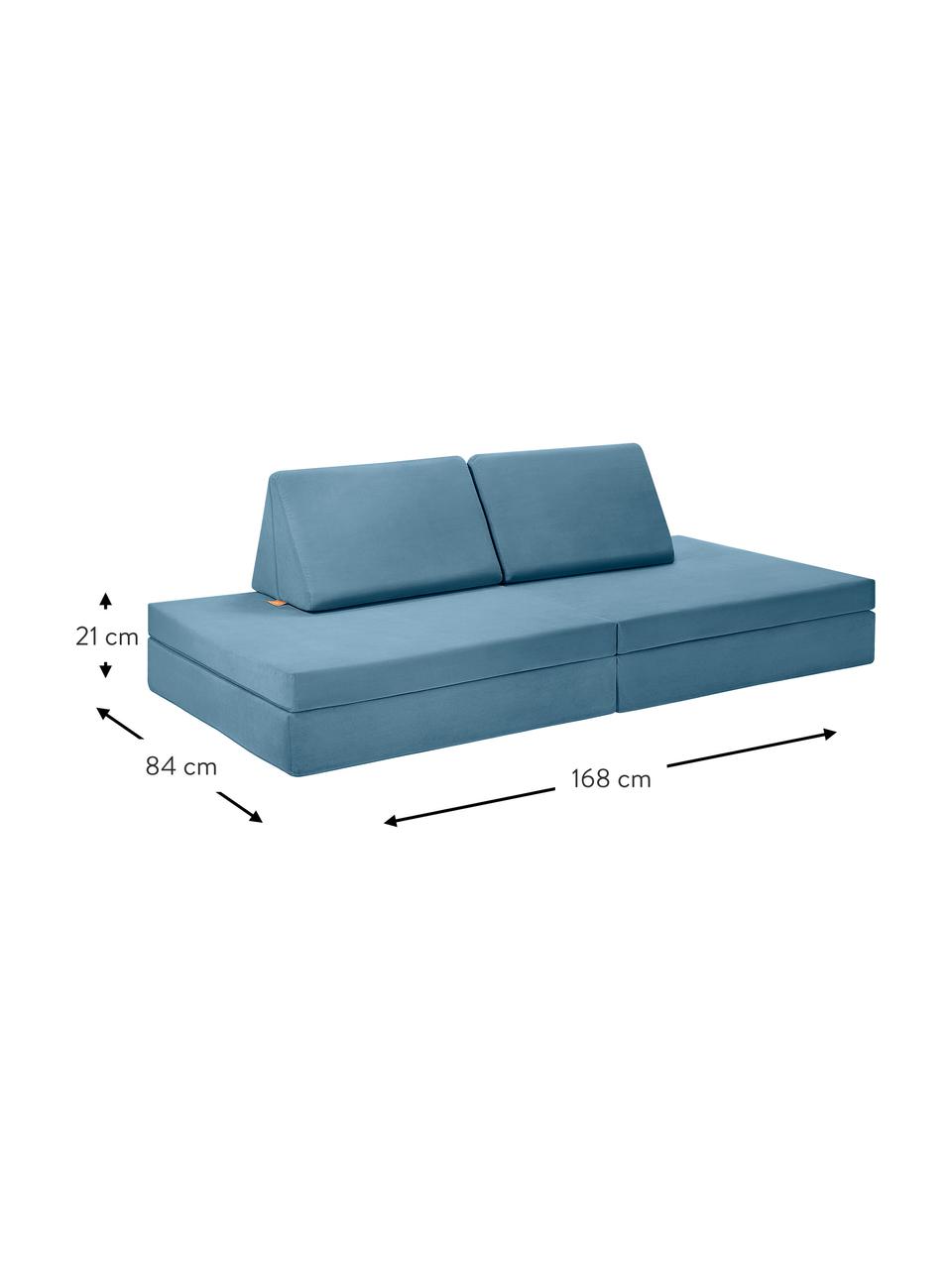 Modulares Kinder-Spielsofa  Mila aus Samt, handgefertigt, Bezug: Samt (100 % Polyester), Samt Blau, B 168 x T 84 cm