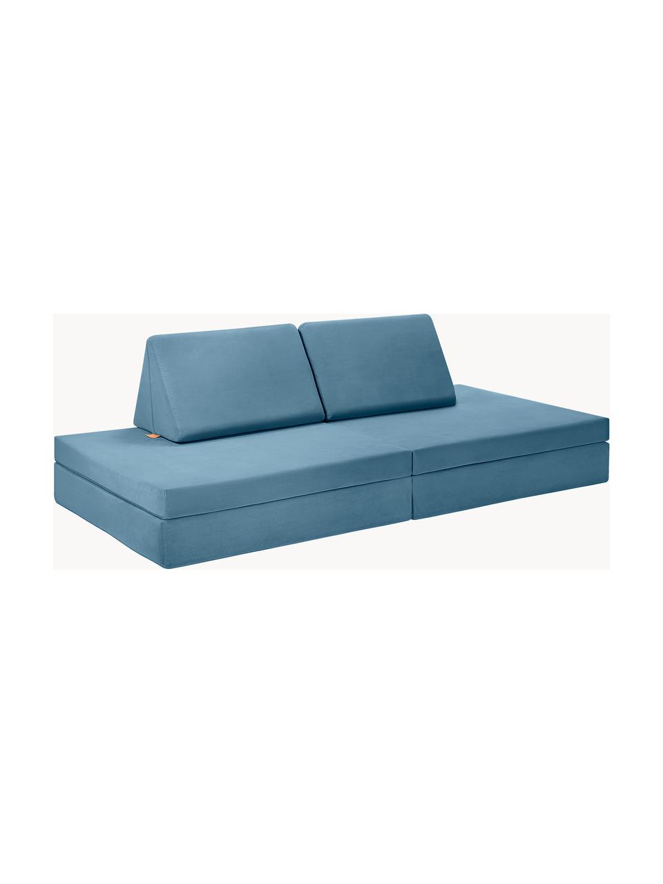 Modulares Kinder-Spielsofa  Mila aus Samt, handgefertigt, Bezug: Samt (100 % Polyester), Samt Blau, B 168 x T 84 cm