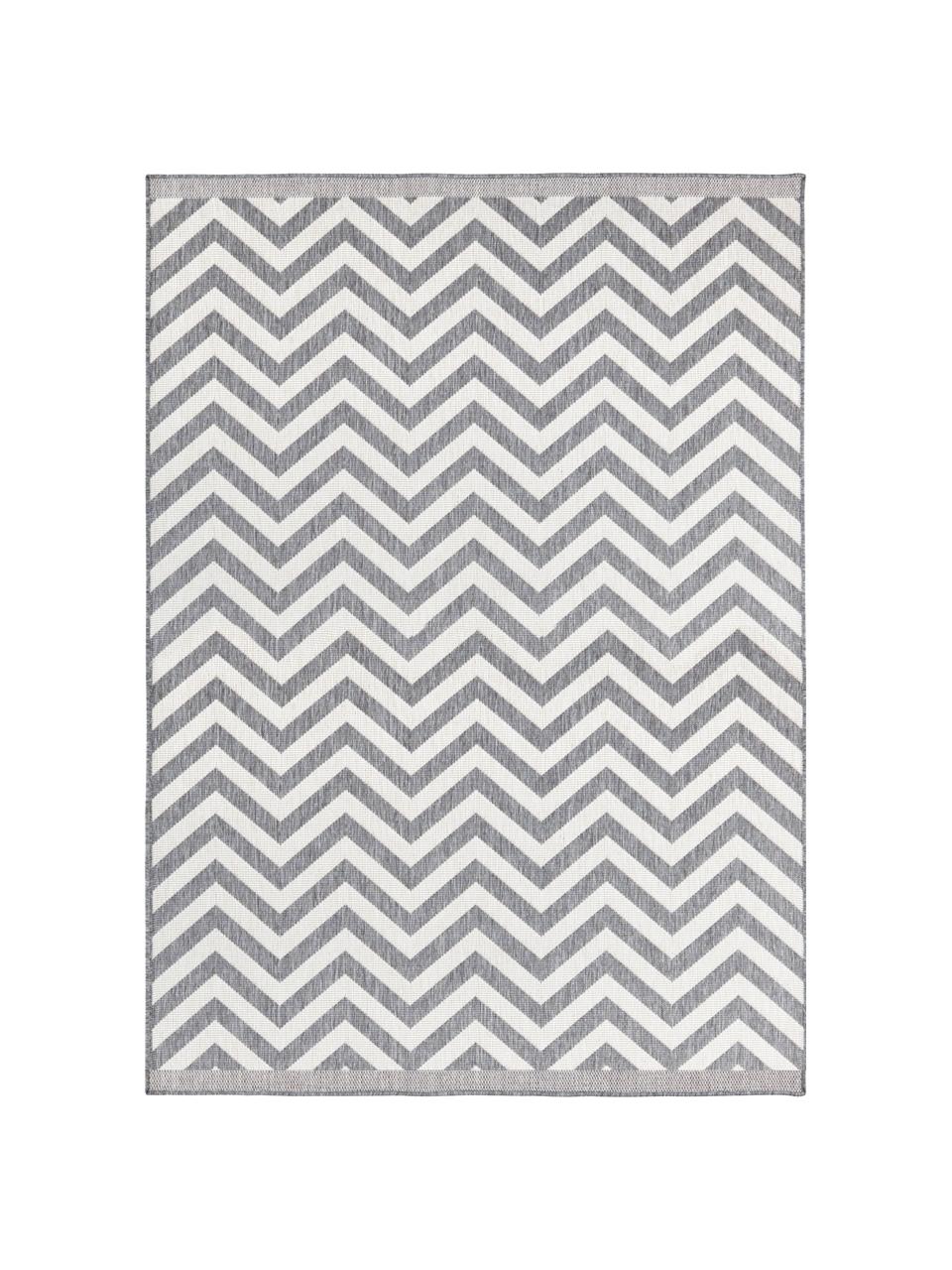 Tapis intérieur-extérieur réversible, à imprimé zigzag Palma, Gris, couleur crème, imprimé, larg. 160 x long. 230 cm (taille M)