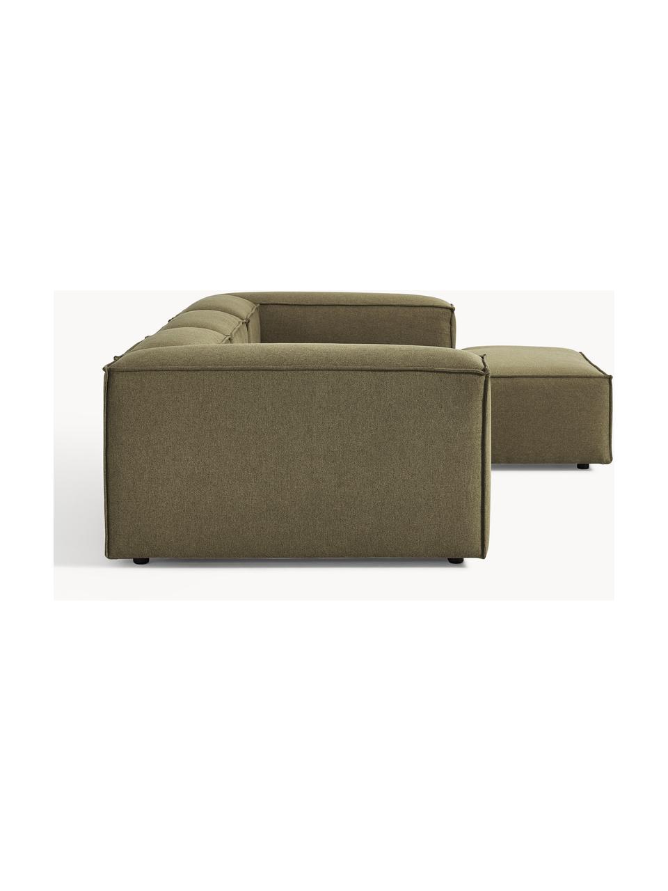 Sofá rinconera modular Lennon, Tapizado: 100% poliéster Alta resis, Estructura: madera contrachapada de p, Patas: plástico Este producto es, Tejido verde oliva, An 327 x F 180 cm, chaise longue izquierda