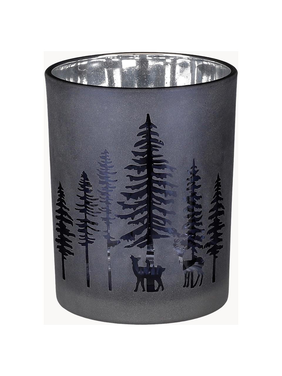 Bougeoir pour bougies chauffe-plat Forest, Verre, Bleu foncé, argenté, Ø 10 x haut. 13 cm