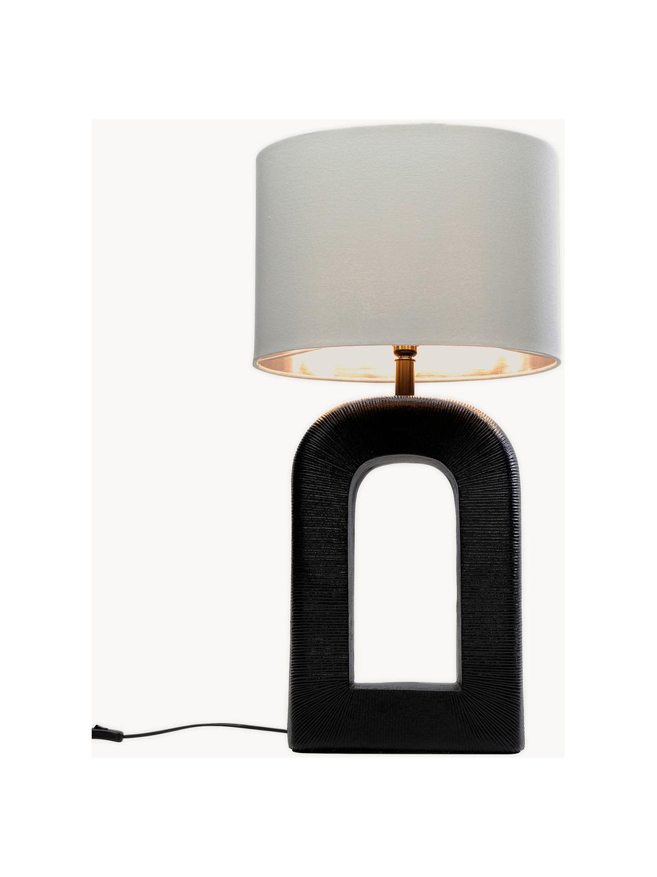 Veľká stolová lampa Tube, ručne vyrobená, Čierna, biela, odtiene striebornej, Š 41 x V 79 cm