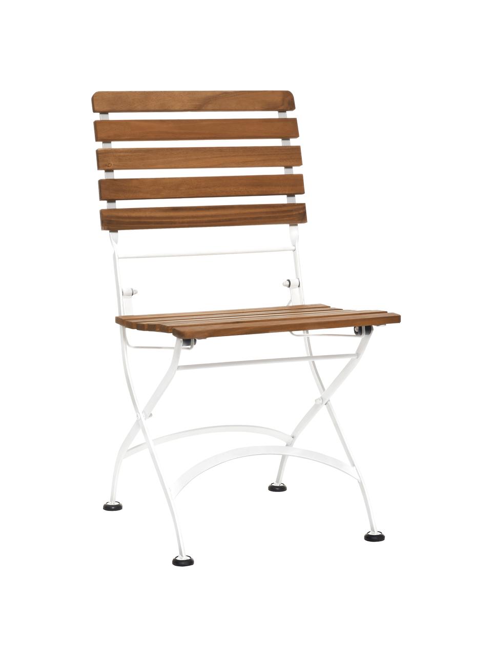 Krzesło składane Parklife, 2 szt., Stelaż: metal ocynkowany, malowan, Biały, drewno akacjowe, S 47 x G 59 cm