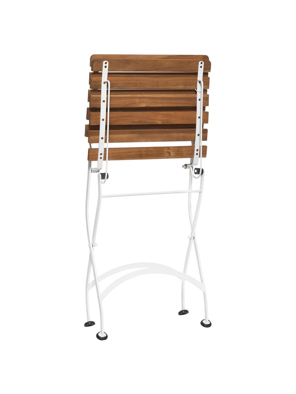 Sillas plegables de exterior Parklife, 2 uds., Asiento: madera de acacia aceitada, Estructura: metal galvanizado con pin, Blanco, madera de acacia, An 47x F 59 cm