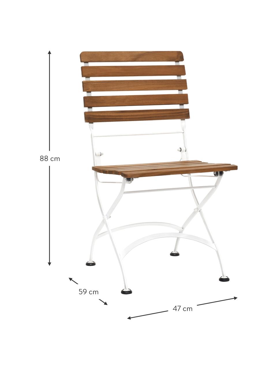 Garten-Klappstühle Parklife, 2 Stück, Sitzfläche: Akazienholz, geölt, Gestell: Metall, verzinkt, pulverb, Weiß, Akazienholz, B 47 x T 59 cm