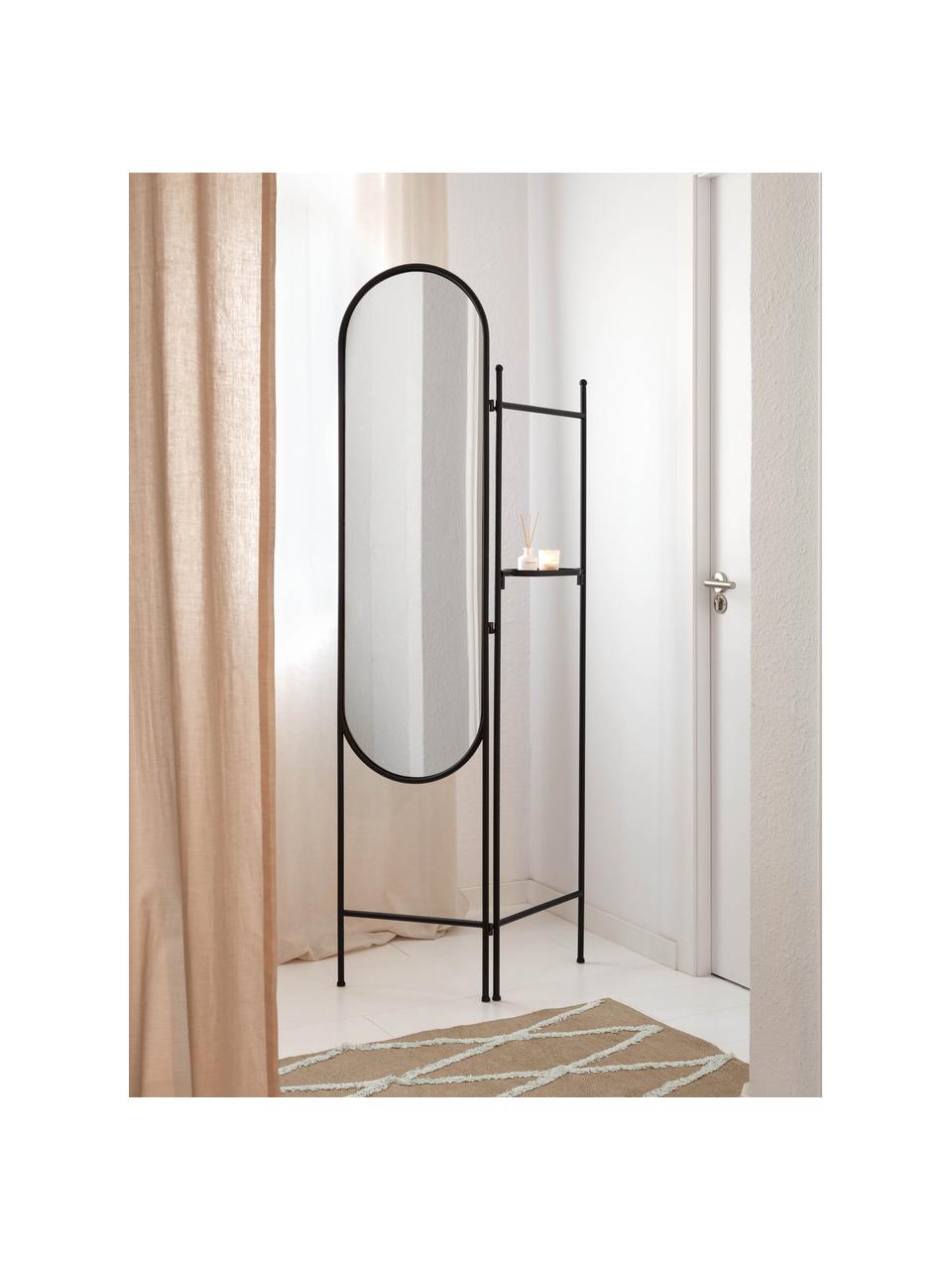 Miroir ovale sur pied Vaniria, Noir, larg. 82 x haut. 183 cm