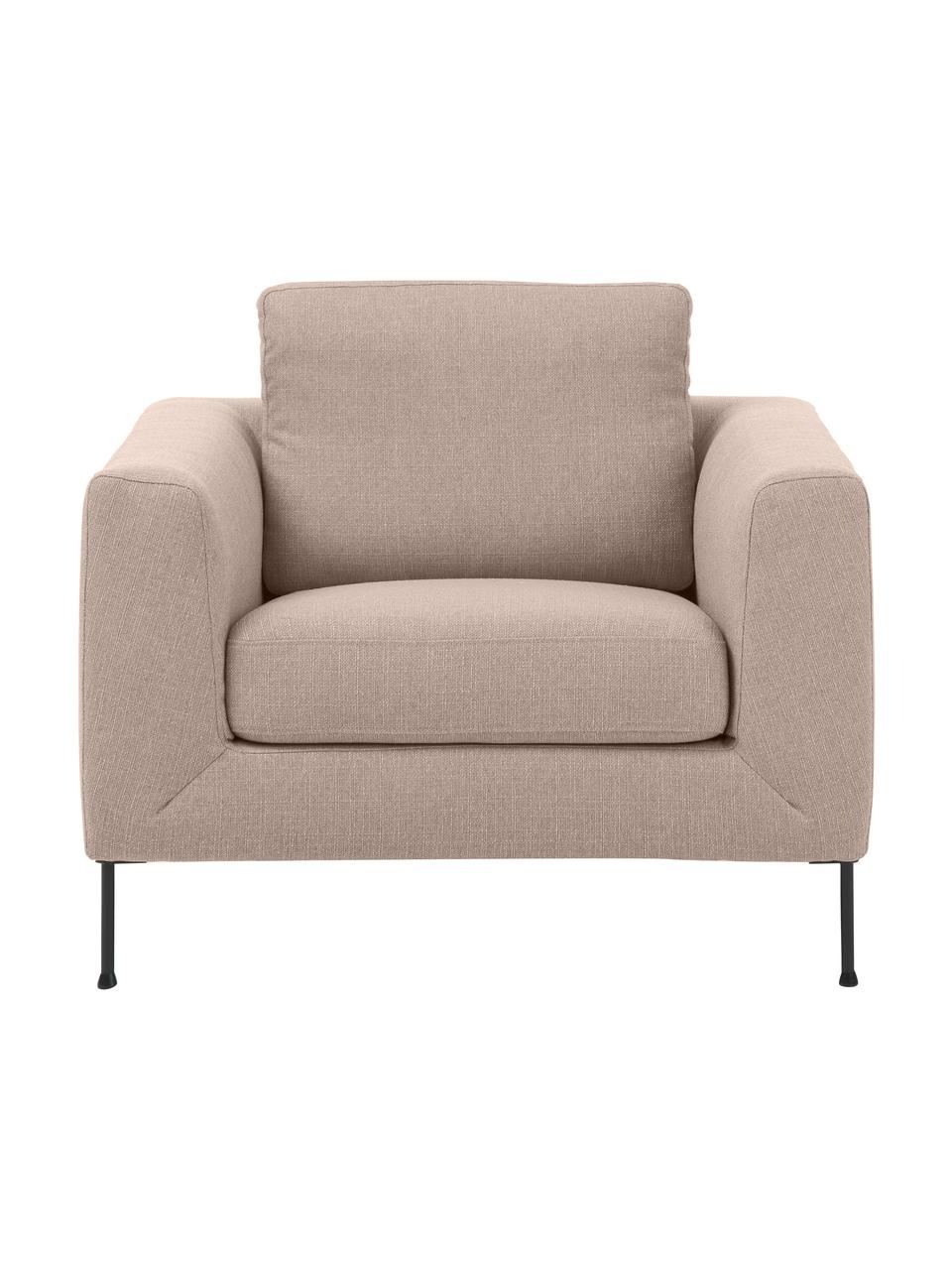 Sofa-Sessel Cucita in Taupe mit Metall-Füßen, Bezug: Webstoff (100% Polyester), Gestell: Massives Kiefernholz, FSC, Füße: Metall, lackiert, Webstoff Taupe, B 98 x T 94 cm