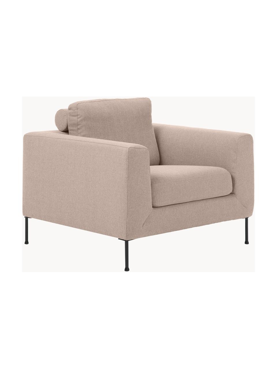 Poltrona con gambe in metallo Cucita, Rivestimento: tessuto (100% poliestere), Struttura: Pino massiccio, certifica, Gambe: metallo laccato, Tessuto beige, Larg. 98 x Prof. 94 cm