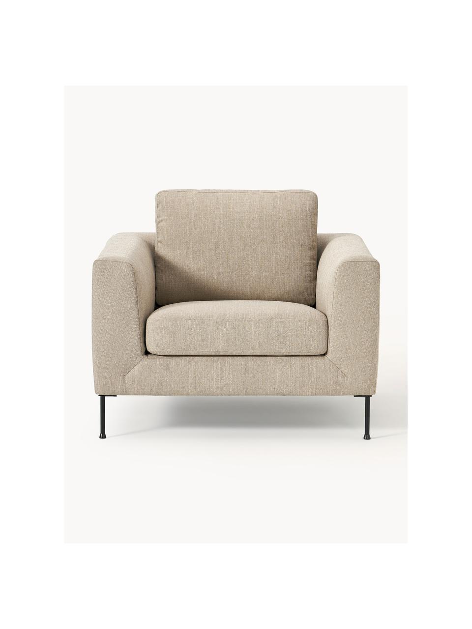 Sofa fauteuil Cucita, Bekleding: geweven stof (100% polyes, Frame: massief grenenhout, FSC-g, Poten: metaal, geverfd Dit produ, Geweven stof beige, B 98 x D 94 cm