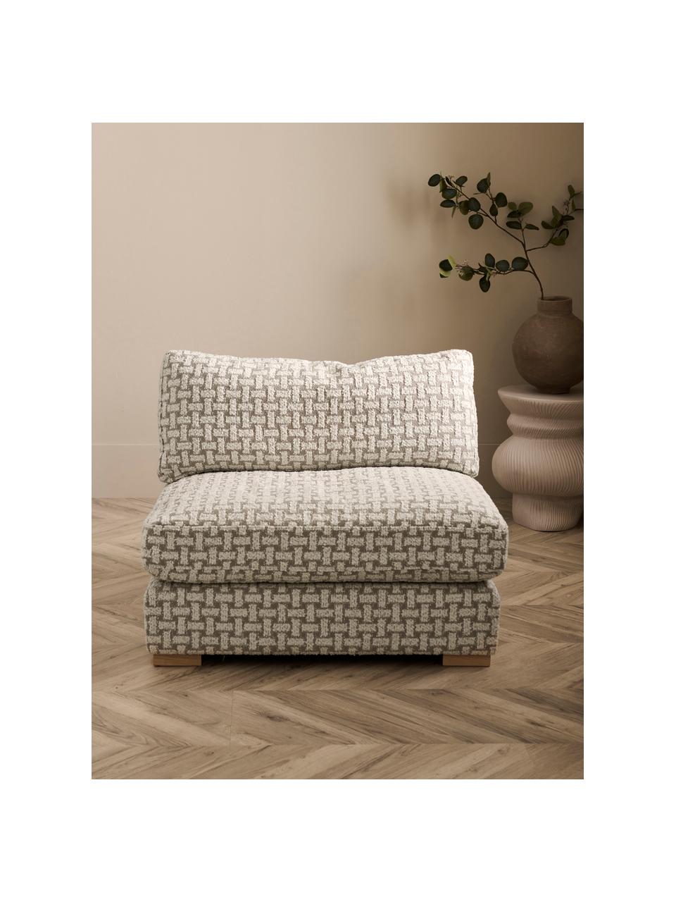 Bouclé loungefauteuil Stories, Bekleding: 50% polyester, 50% katoen, Frame: dennenhout, multiplex, Geweven stof beige, wit, B 93 x D 91 cm