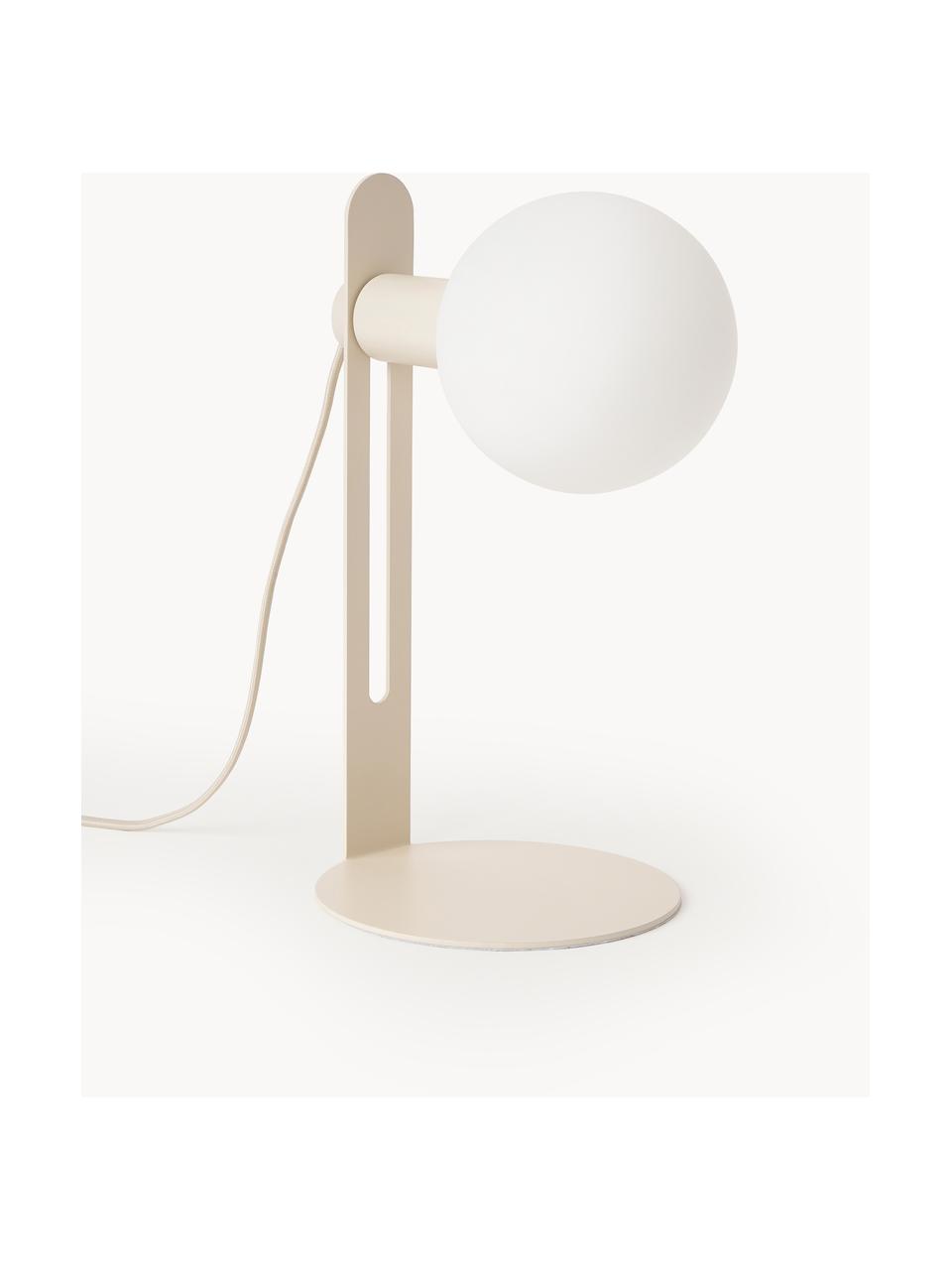 Lampada piccola da tavolo Fely, Paralume: vetro, Struttura: metallo rivestito, Beige, Ø 14 x Alt. 35 cm