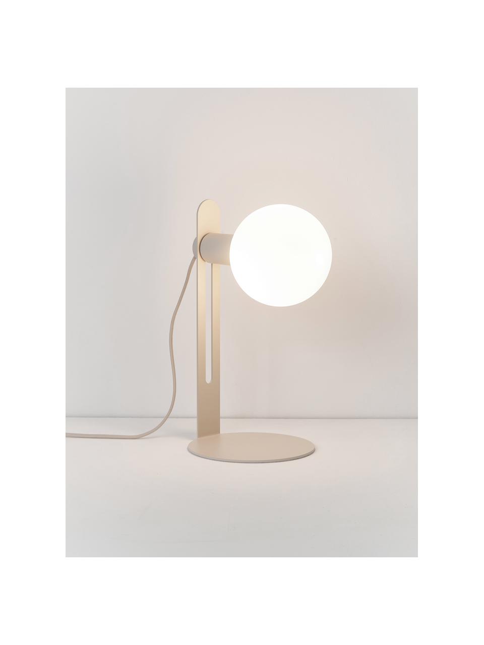 Lampada piccola da tavolo Fely, Paralume: vetro, Struttura: metallo rivestito, Beige, Ø 14 x Alt. 35 cm