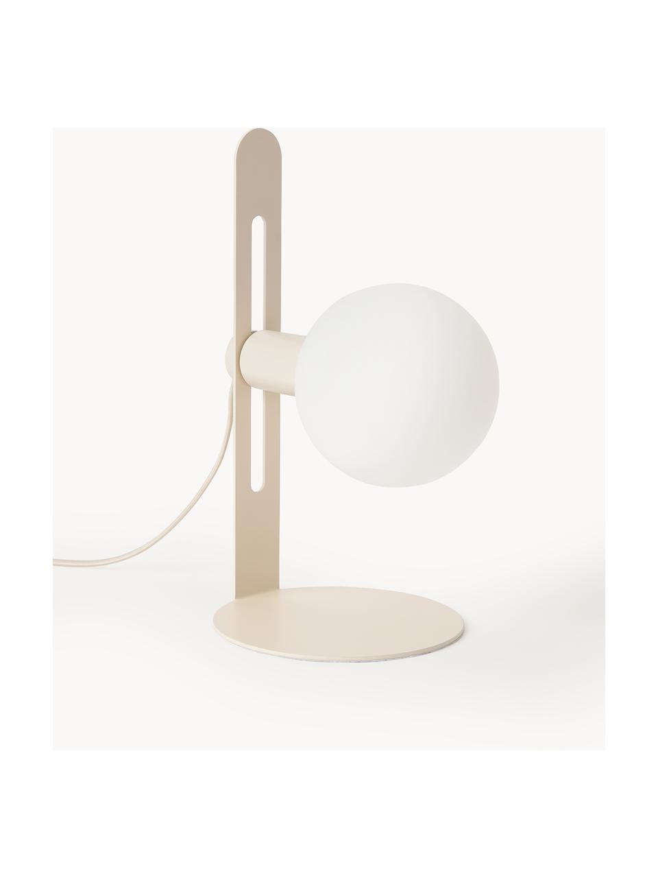 Lampada piccola da tavolo Fely, Paralume: vetro, Struttura: metallo rivestito, Beige, Ø 14 x Alt. 35 cm