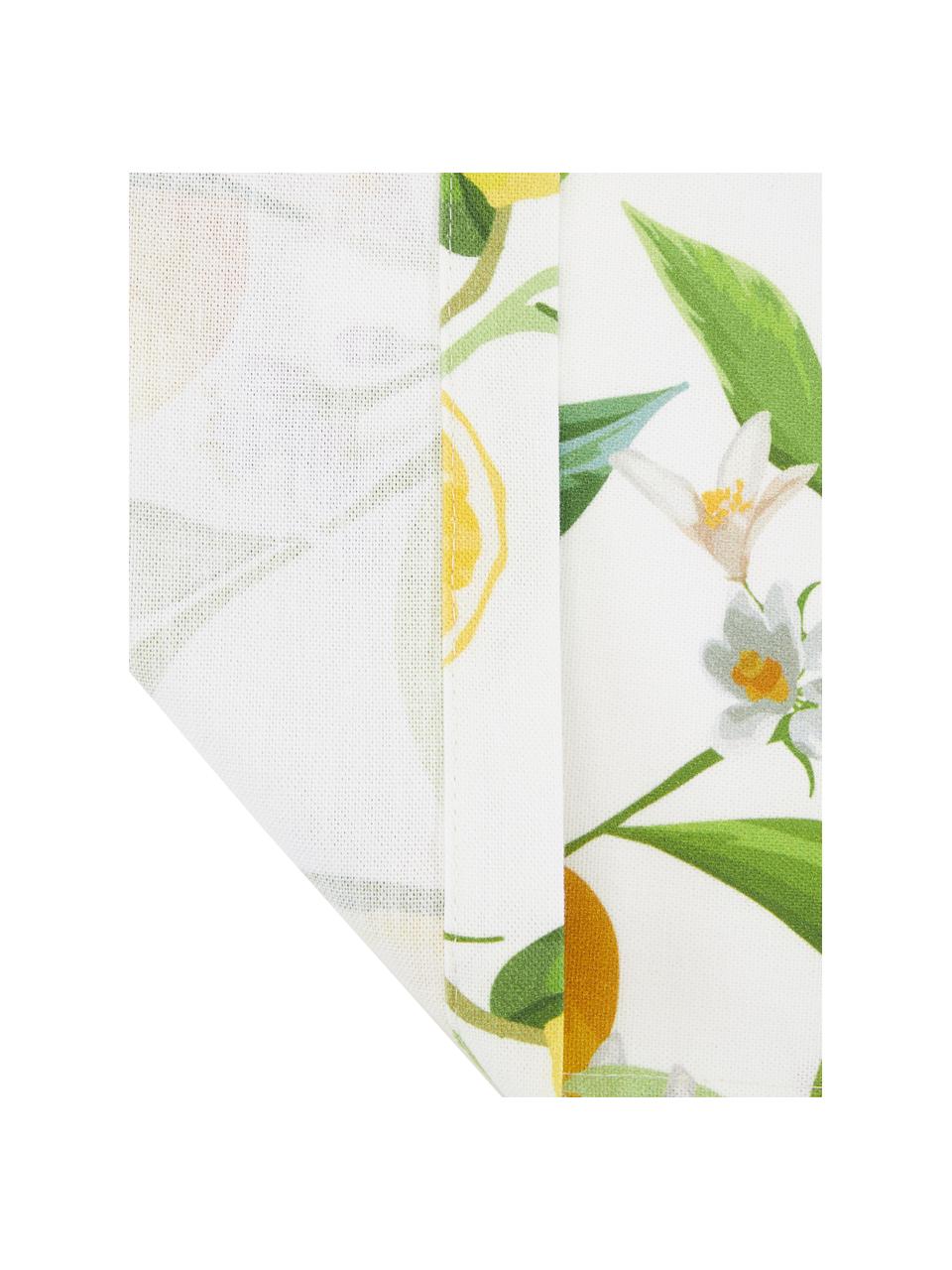 Camino de mesa de algodón Frutta, 100% algodón, Amarillo, blanco, verde, An 40 x L 145 cm