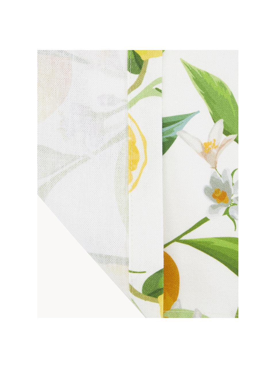 Camino de mesa estampado Frutta, 100% algodón, Amarillo, blanco, verde, An 40 x L 145 cm