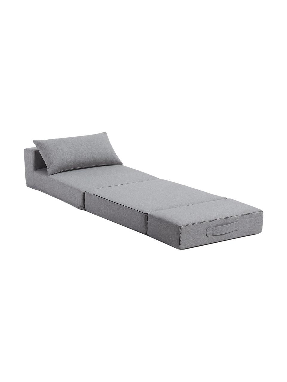 Poltrona letto pieghevole con cuscino arredo Arty, Rivestimento: poliestere 25.000 cicli d, Grigio, Larg. 70 x Alt. 67 cm