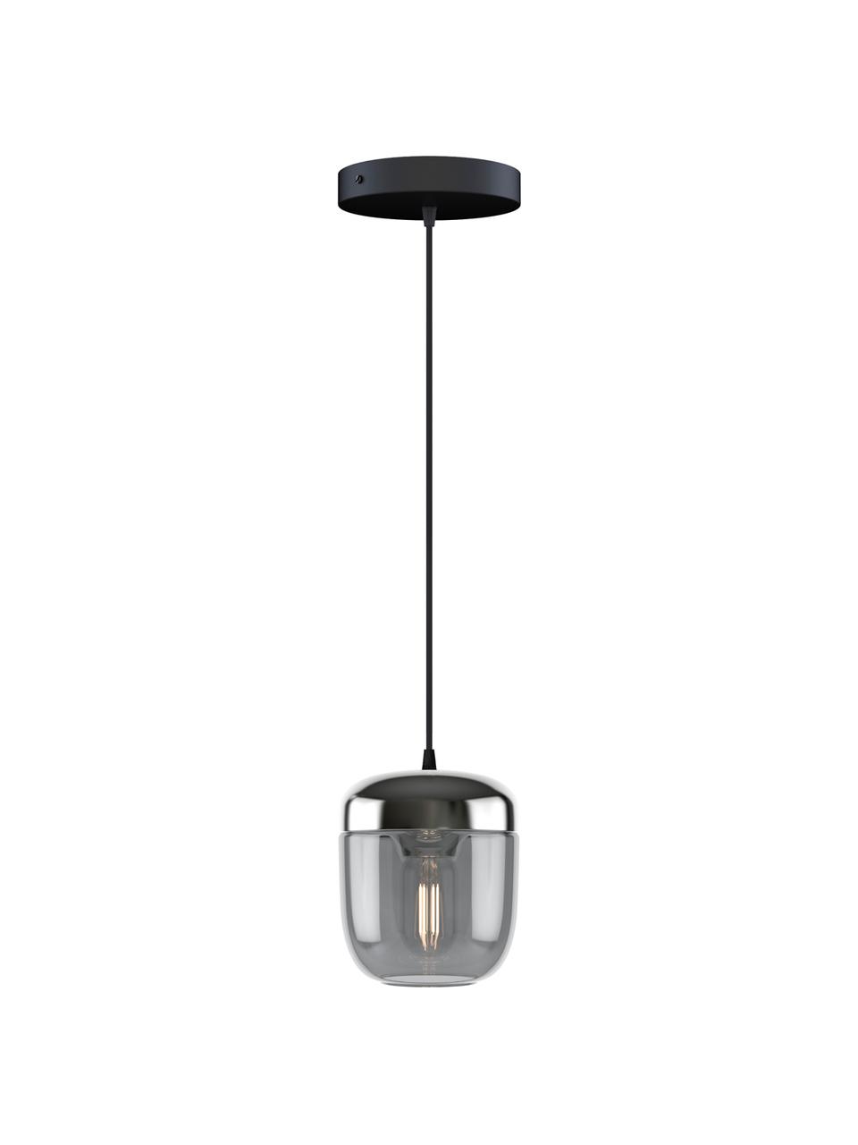 Lampada a sospensione in vetro Acorn, Baldacchino: materiale sintetico, Grigio, alluminio, Ø 14 x Alt. 16 cm