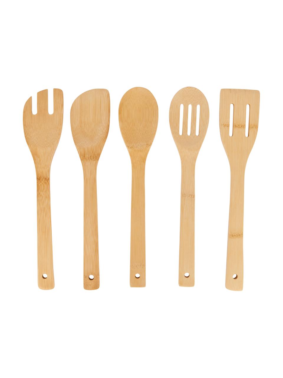 Bamboe keukengerei Grodi van bamboehout, set van 5, Bamboehout, Bamboehout, L 30 cm