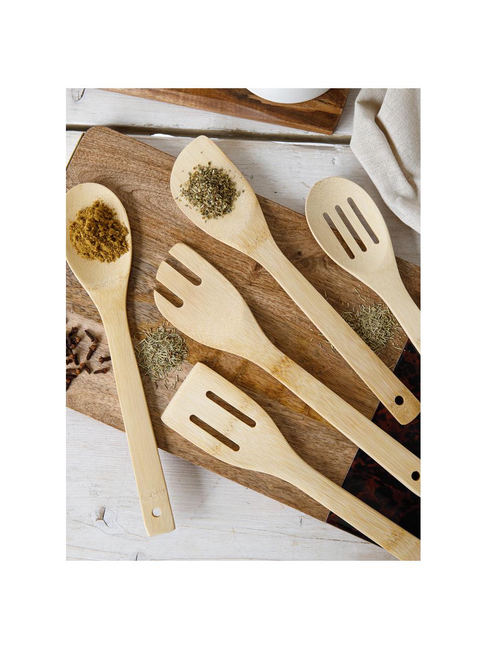 Set di 5 utensili da cucina in bambù Grodi, Bambù, Legno di bambù, Lung. 36 cm