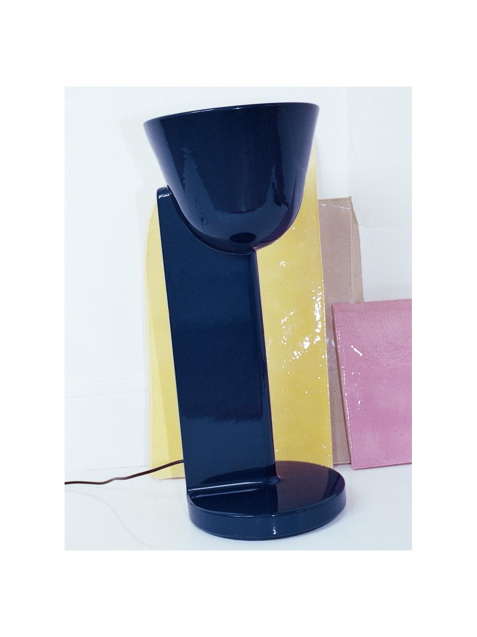 Lampada da tavolo grande fatta a mano Ceramique Up, Ceramica, Blu scuro, Ø 22 x Alt. 50 cm