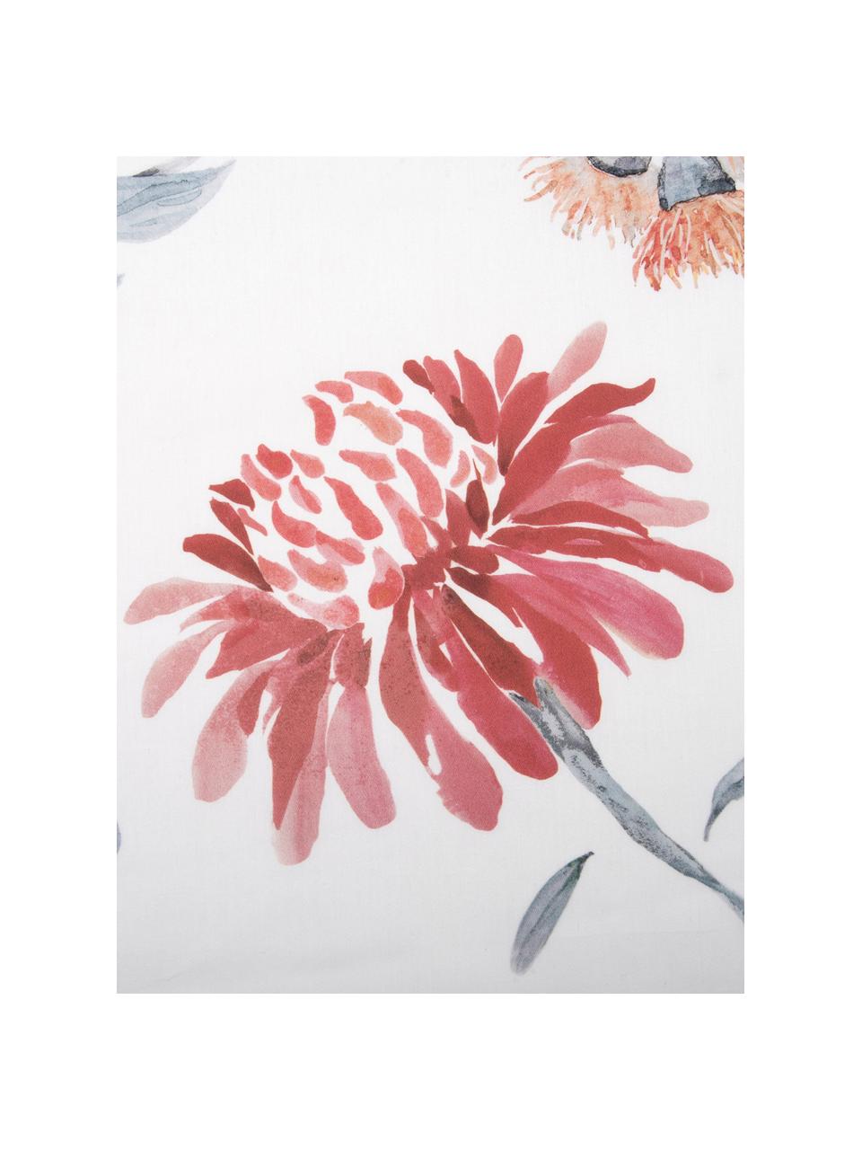 Povlečení z bavlněného saténu s květinovým vzorem Evie, Přední strana: květinový potisk Zadní strana: bílá, 200 x 200 cm + 2 polštáře 80 x 80 cm