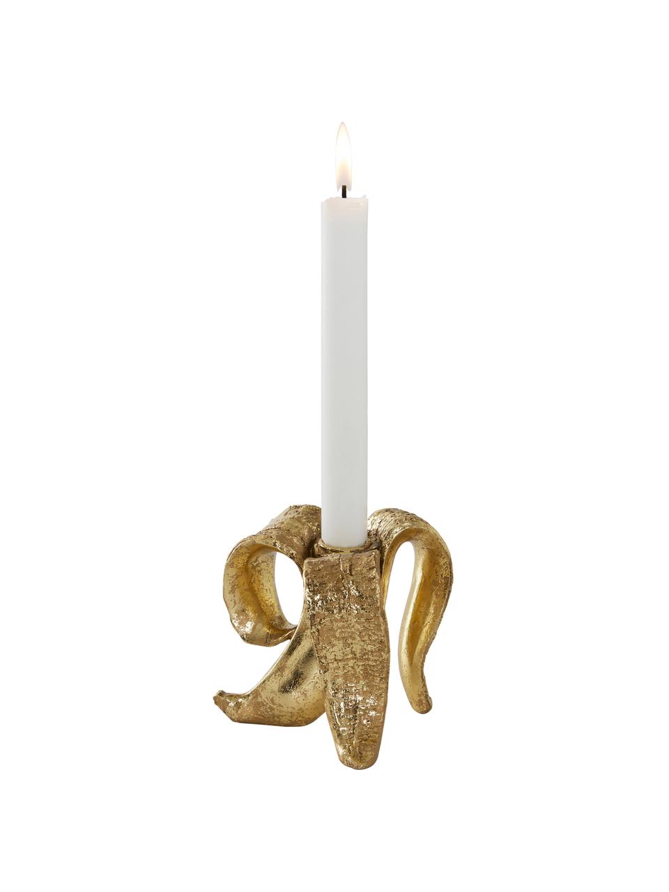 Kerzenhalter Banaan in Gold, Kunststoff, Messingfarben, B 12 x H 11 cm