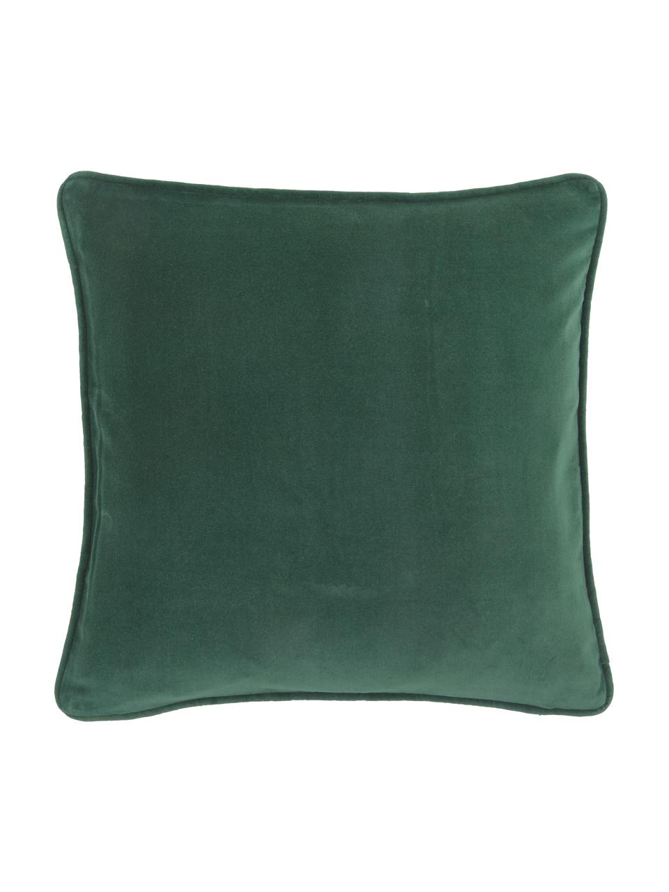 Einfarbige Samt-Kissenhülle Dana in Smaragdgrün, 100% Baumwollsamt, Smaragdgrün, B 40 x L 40 cm