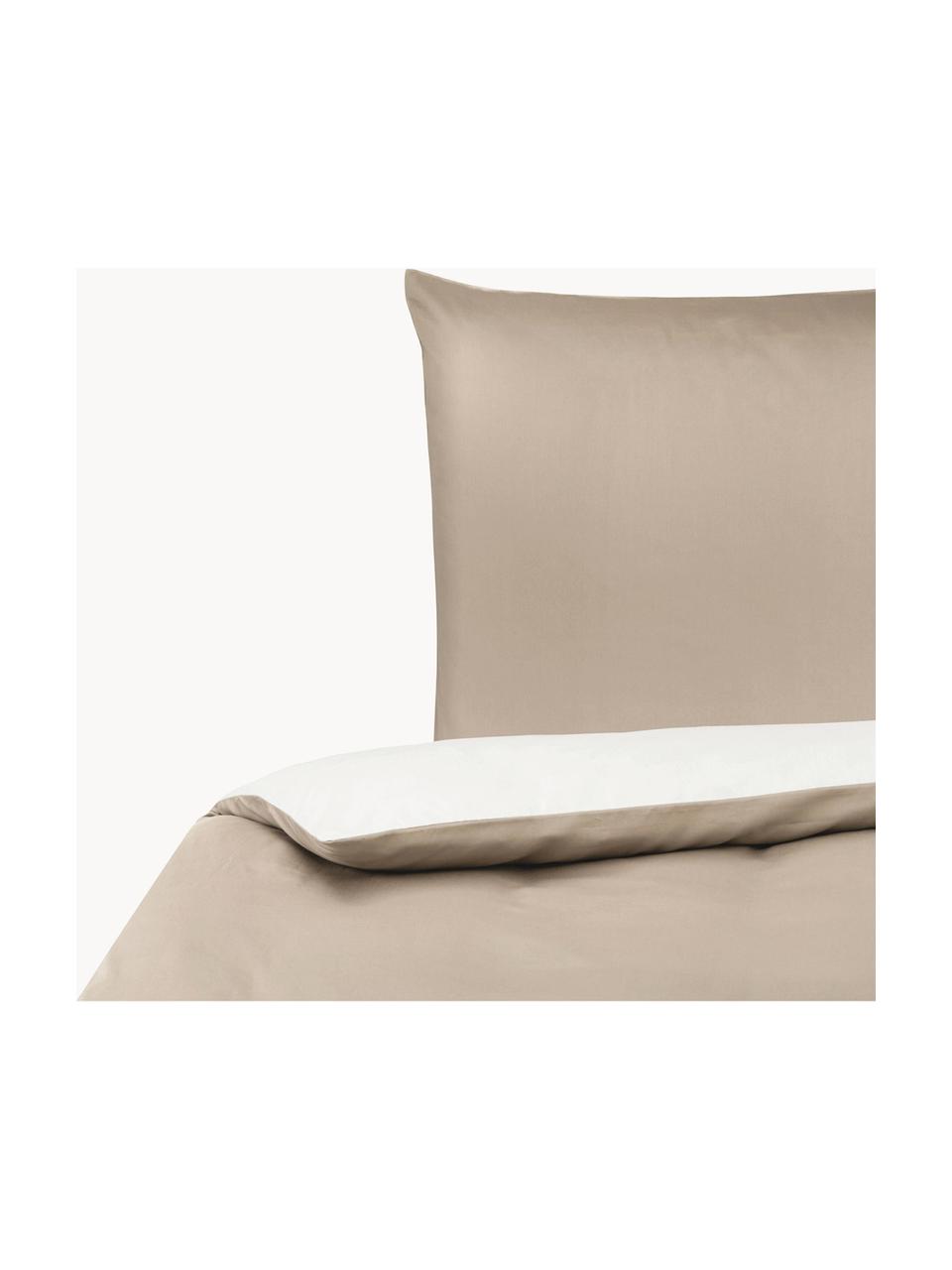 Baumwollsatin-Wendebettwäsche Julia, Webart: Satin Fadendichte 250 TC,, Beige, Cremeweiß, 240 x 220 cm + 2 Kissen 80 x 80 cm