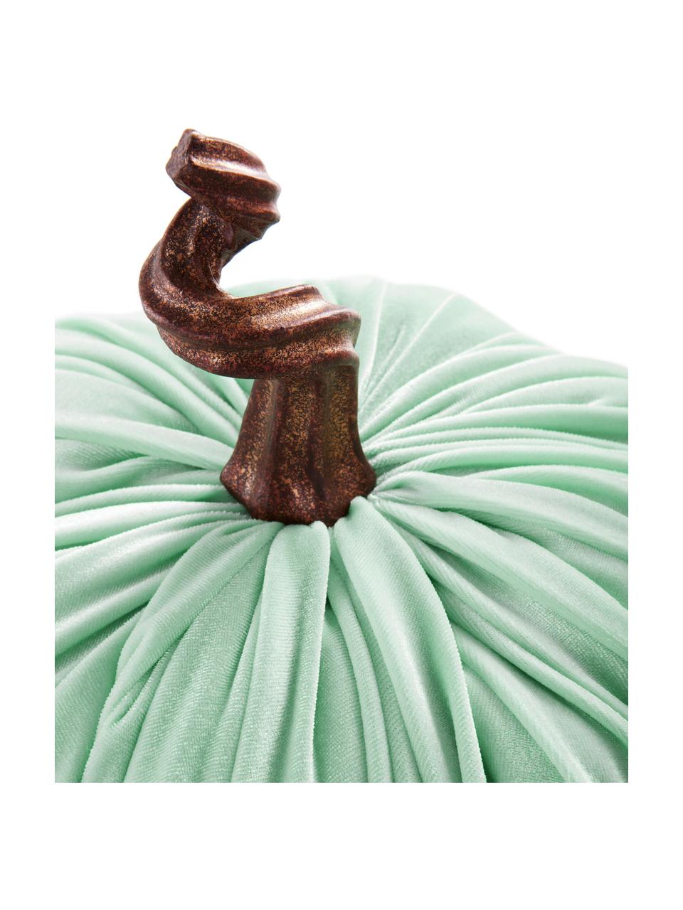 Calabaza decorativa de terciopelo Pumpis, Ø 22 cm, 15% poliresina, 35% acrílico, 25% poliéster, 25% relleno de arena de cuarzo, Verde claro, Ø 22 x Al 21 cm