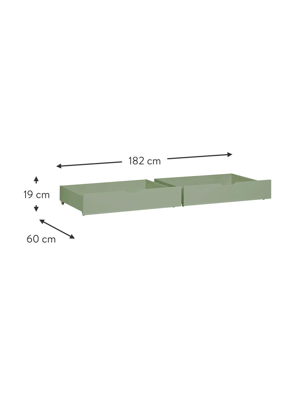 Schubladen Eco Comfort aus Kiefernholz, 2 Stück, Massives Kiefernholz, FSC-zertifiziert, Schichtholz, Grün, B 91 x T 60 cm
