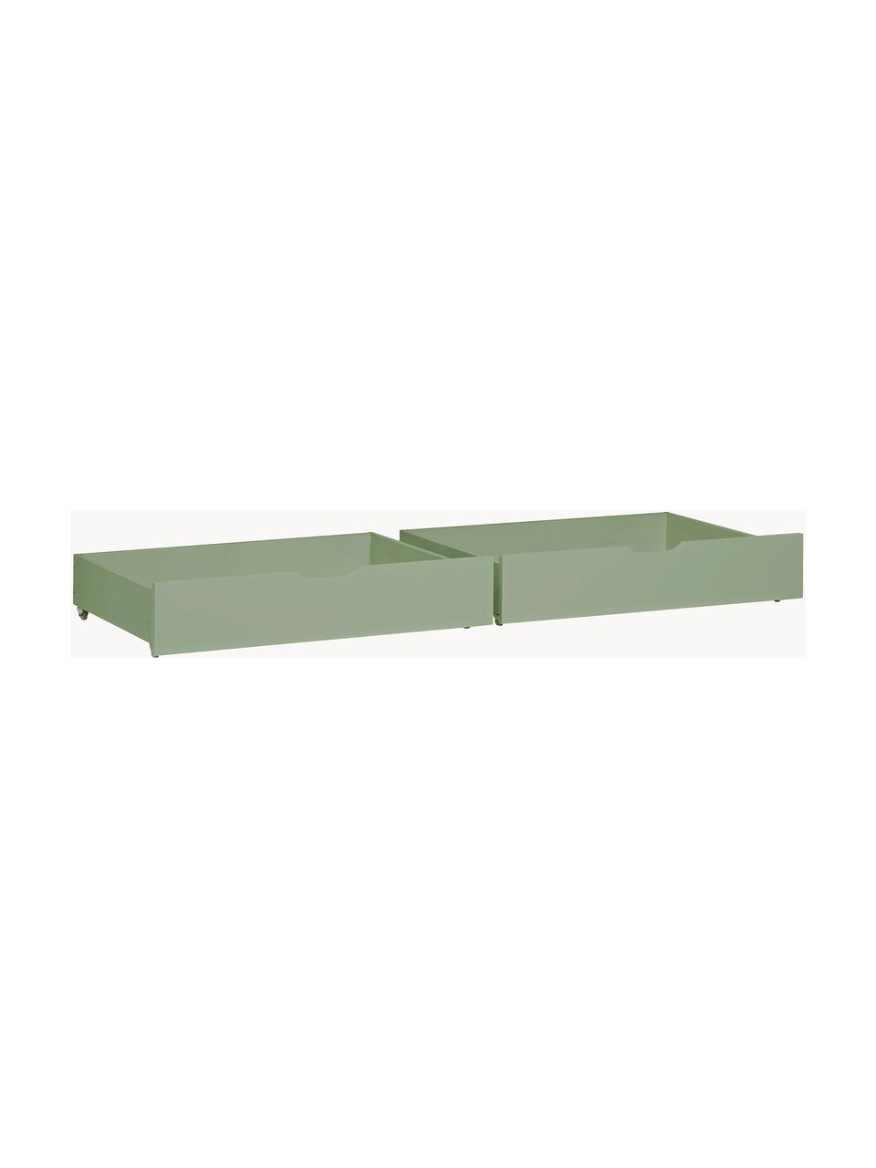 Eco Dream bedlades, 2 stuks, Massief grenenhout, FSC-gecertificeerd, multiplex, Hout, saliegroen gelakt, B 182 x D 60 cm