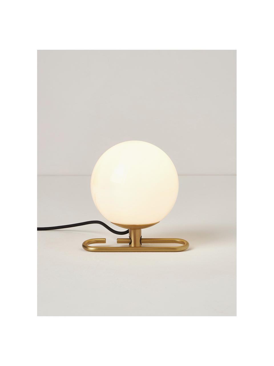 Ručně foukaná stolní lampa nh1217, Bílá, mosazná, Š 32 cm, V 13 cm