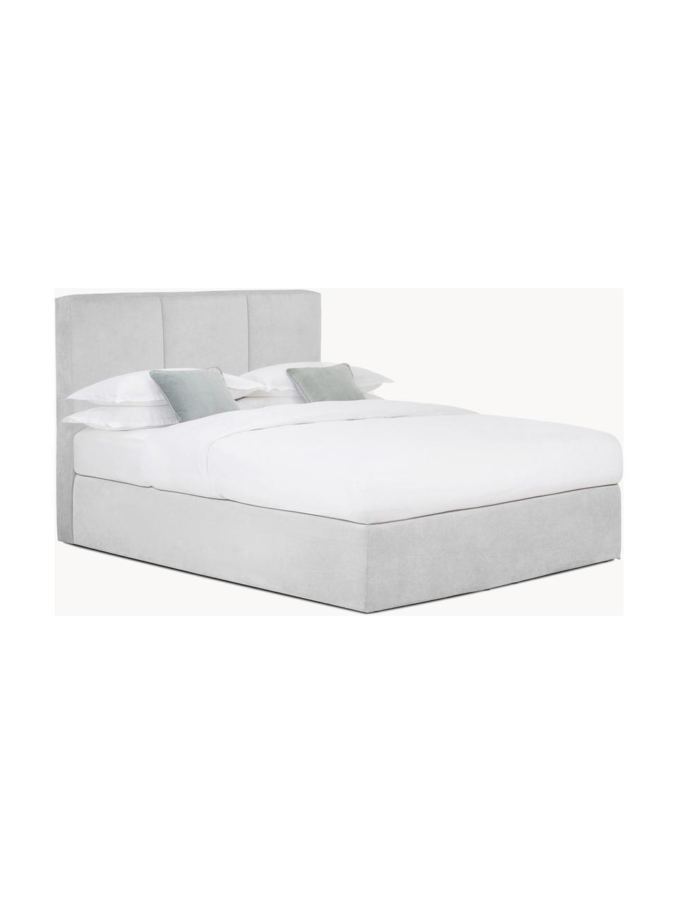 Boxspringbett Oberon, Matratze: 5-Zonen-Taschenfederkern, Füße: Kunststoff, Webstoff Hellgrau, B 140 x L 200 cm, Härtegrad H2