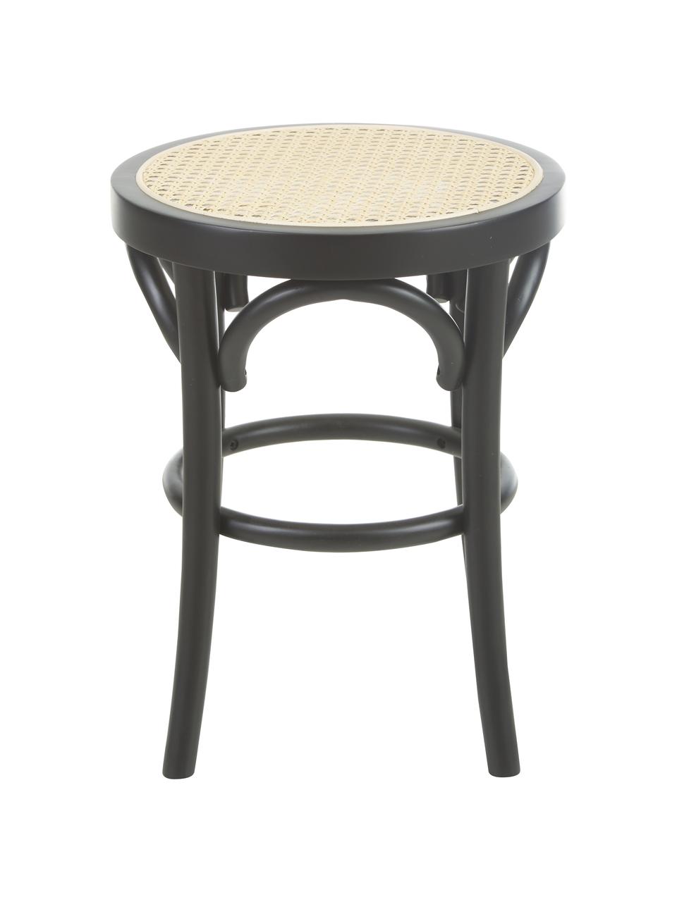 Taburete con tejido vienes Franz, Asiento: ratán, Estructura: madera de haya maciza, Negro, Ø 36 x Al 45 cm