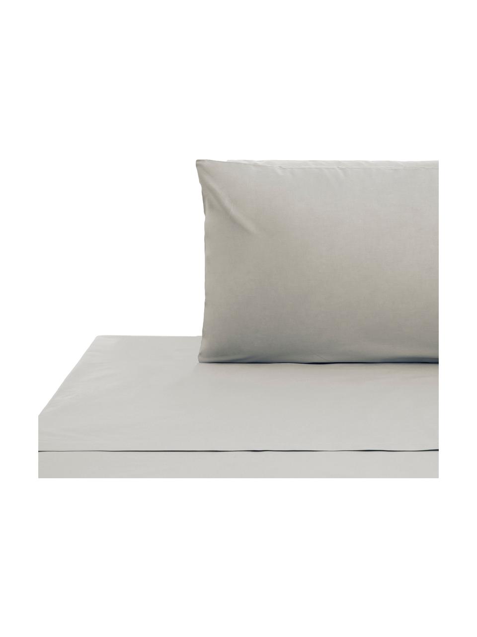 Set biancheria da letto con lenzuolo in cotone grigio chiaro Lenare, Fronte e retro: grigio chiaro, 150 x 290 cm + 1 federa 50 x 80 cm
