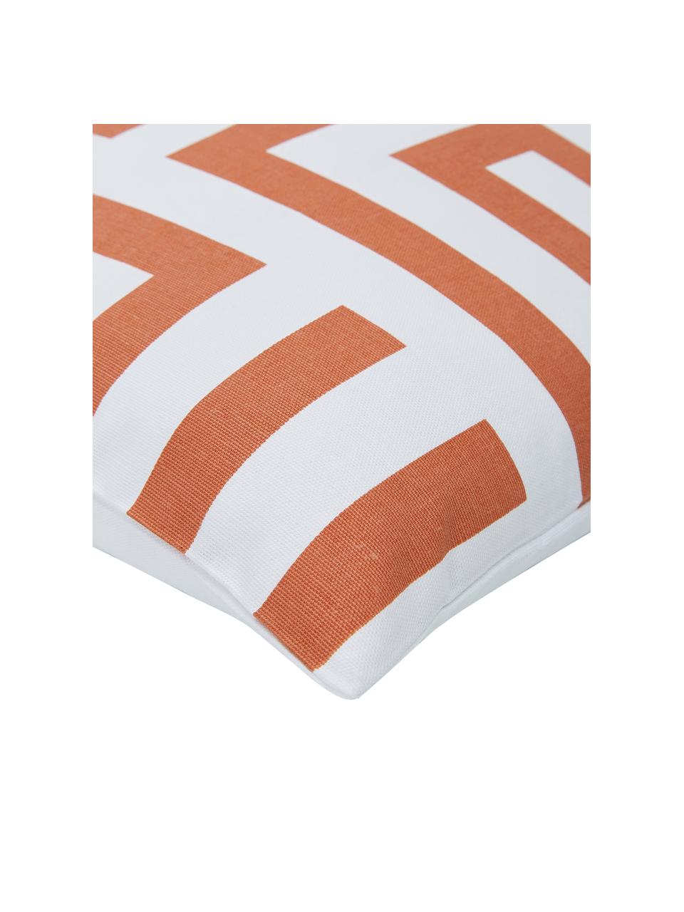 Federa arredo con motivo grafico arancione/bianco Bram, 100% cotone, Bianco, arancione, Larg. 45 x Lung. 45 cm